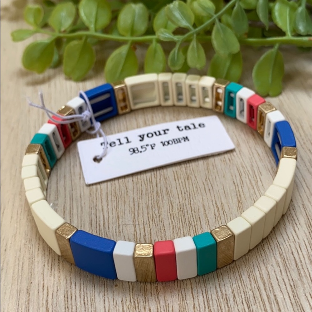 🎉HP🎉 Tell Your Tale Tile Stretch Bracelet 💗 Multi